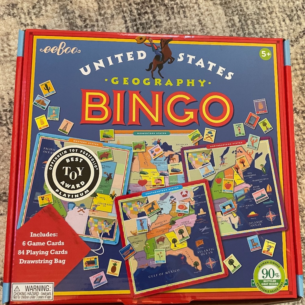 United States Geography Bingo Game school learning educational